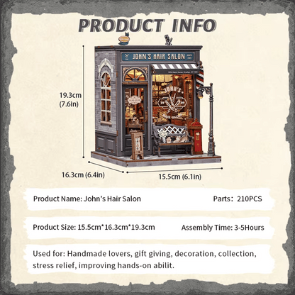 John’s Hair Salon Miniature House - 210 pcs