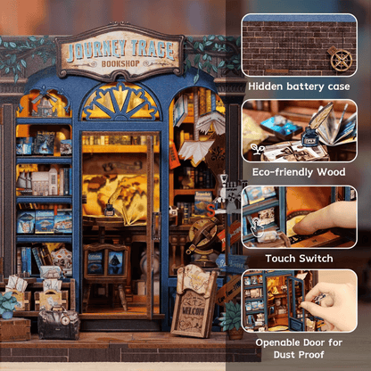Journey Trace Bookshop Miniature House - 241 Pieces