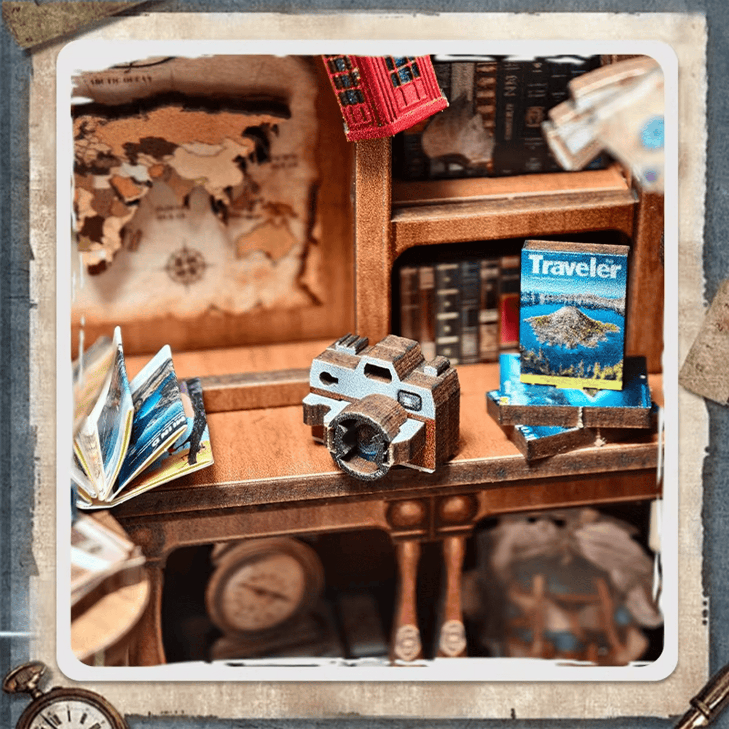 Journey Trace Bookshop Miniature House - 241 Pieces