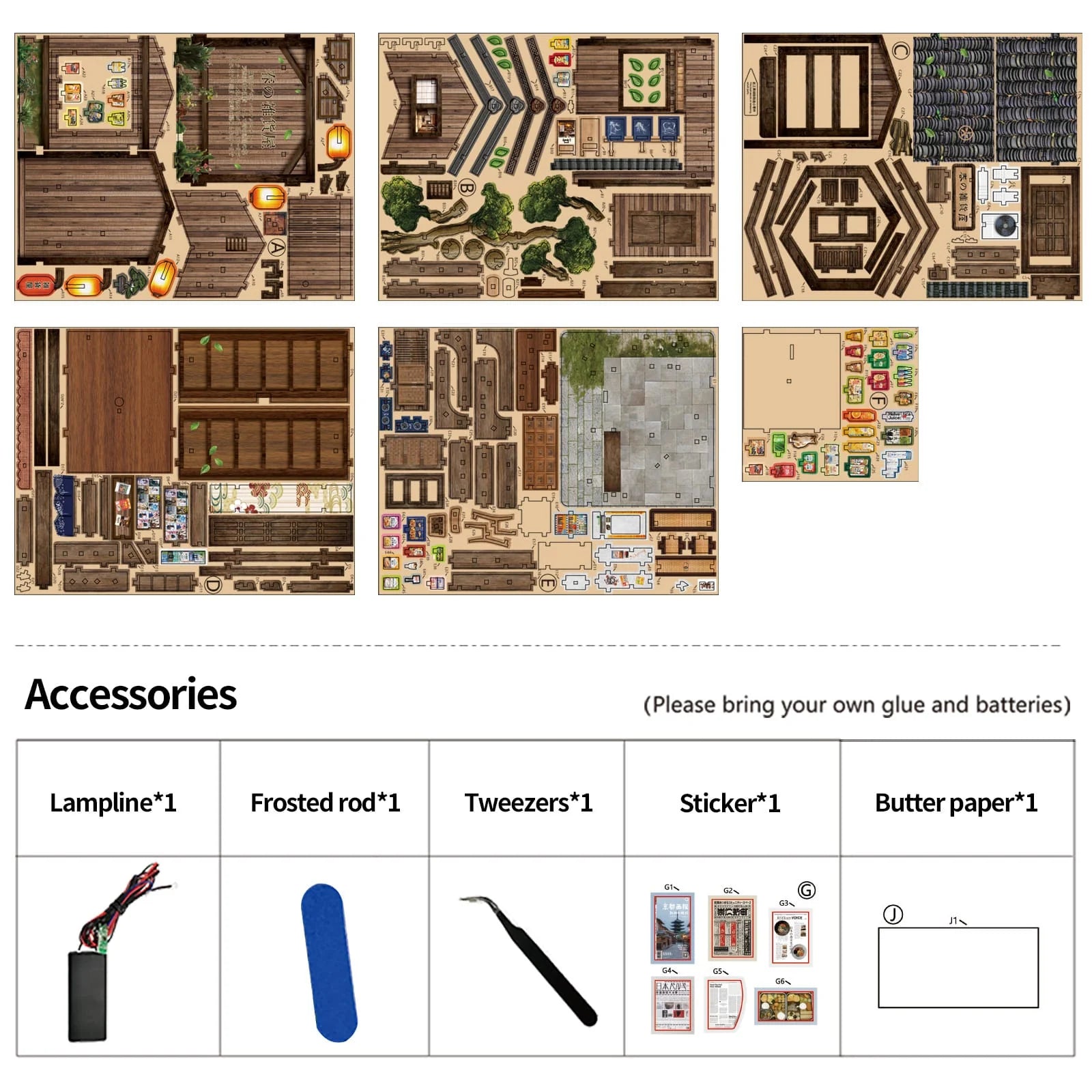 Kasuga Grocery Store Book Nook - kit contents