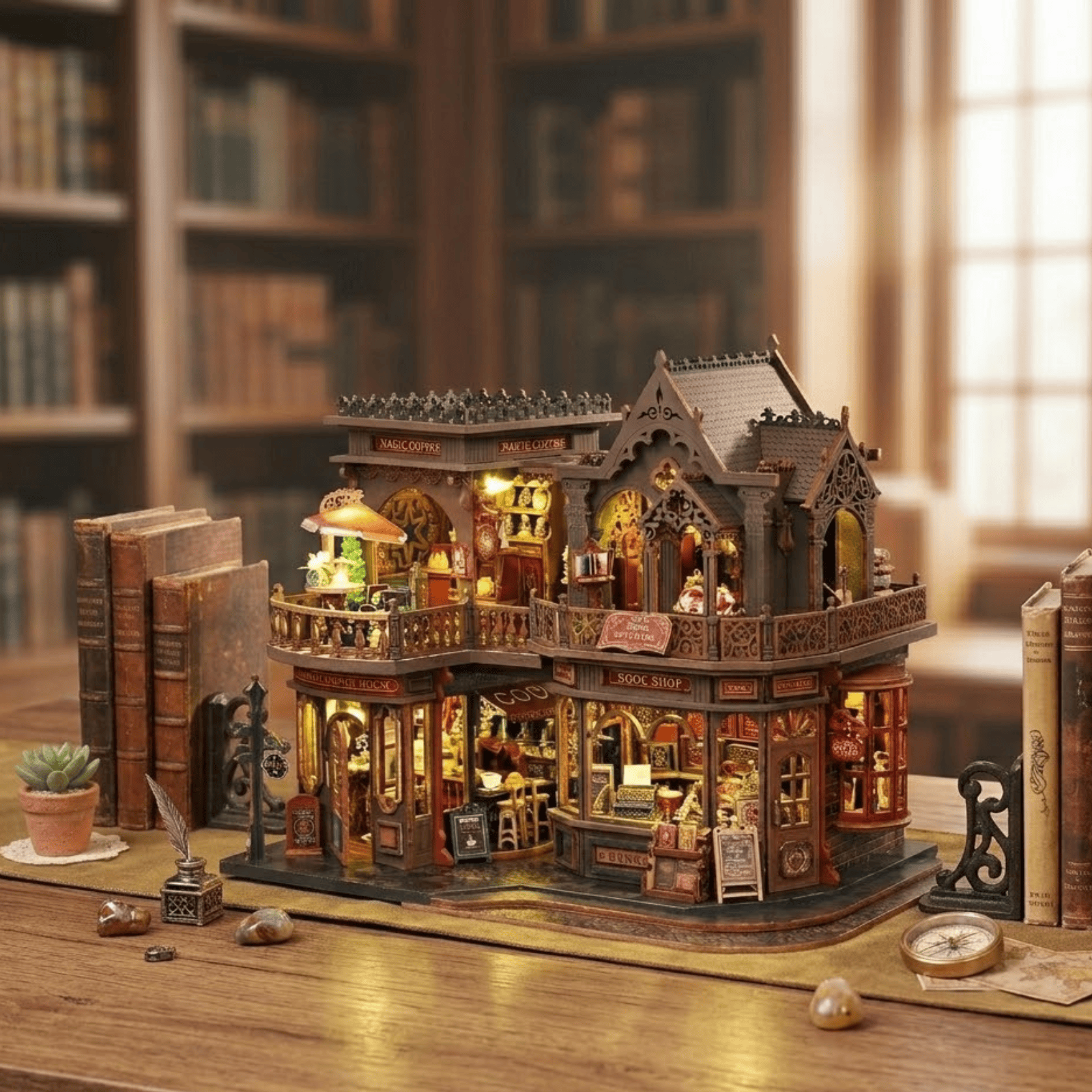 Letter Coffee Miniature House | Coffee Shop & Bookstore - 300 pcs