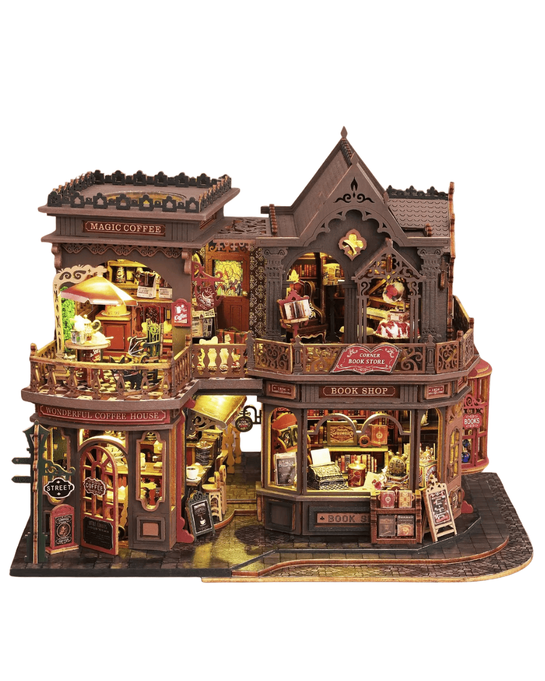 Letter Coffee Miniature House | Coffee Shop & Bookstore - 300 pcs