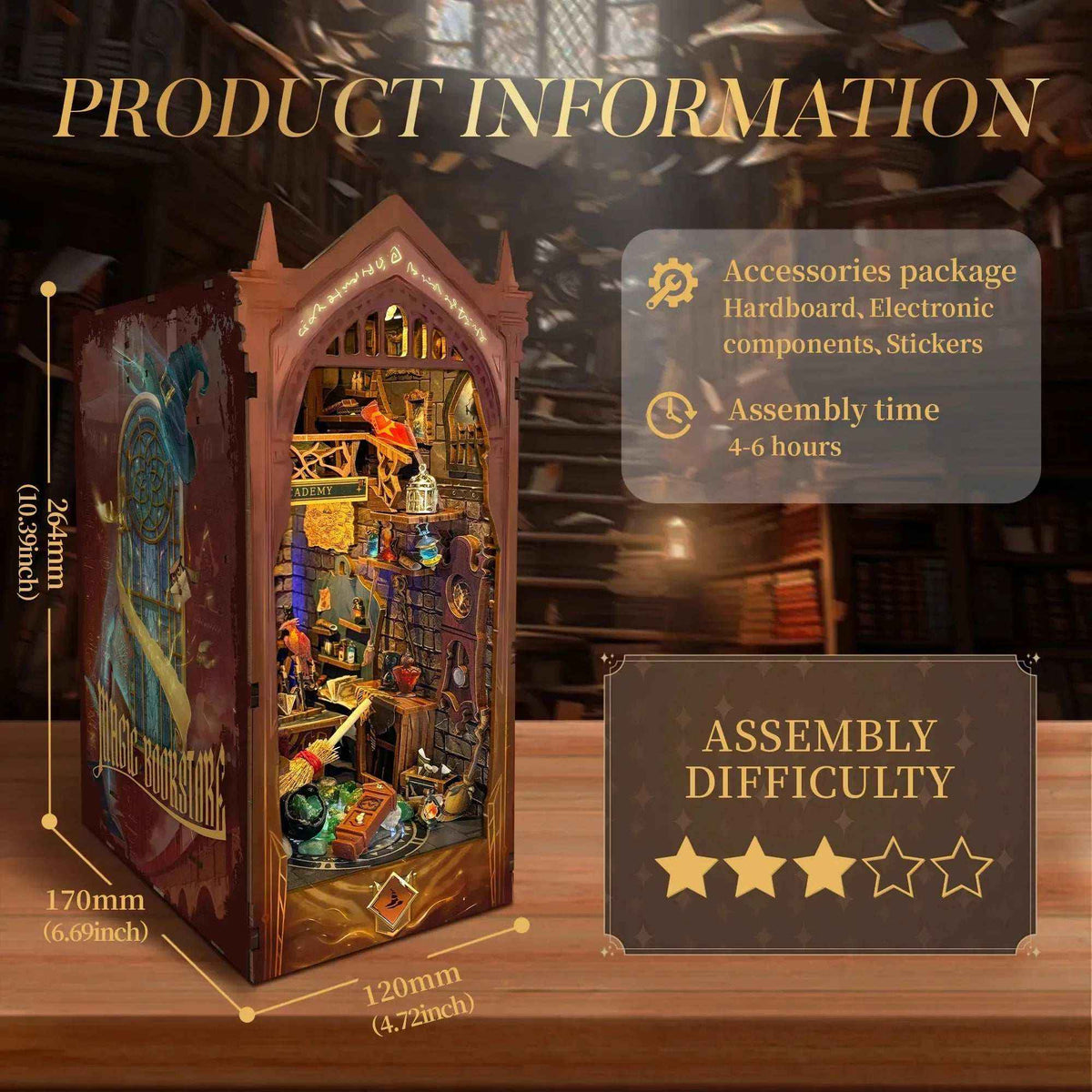 Magic Academy Book Nook - dimensions