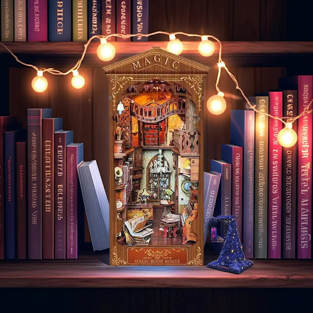 Magic Book Booth Book Nook - lit on a shelf