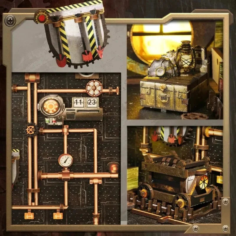 Mechanical Rhythm Book Nook - copper pipes