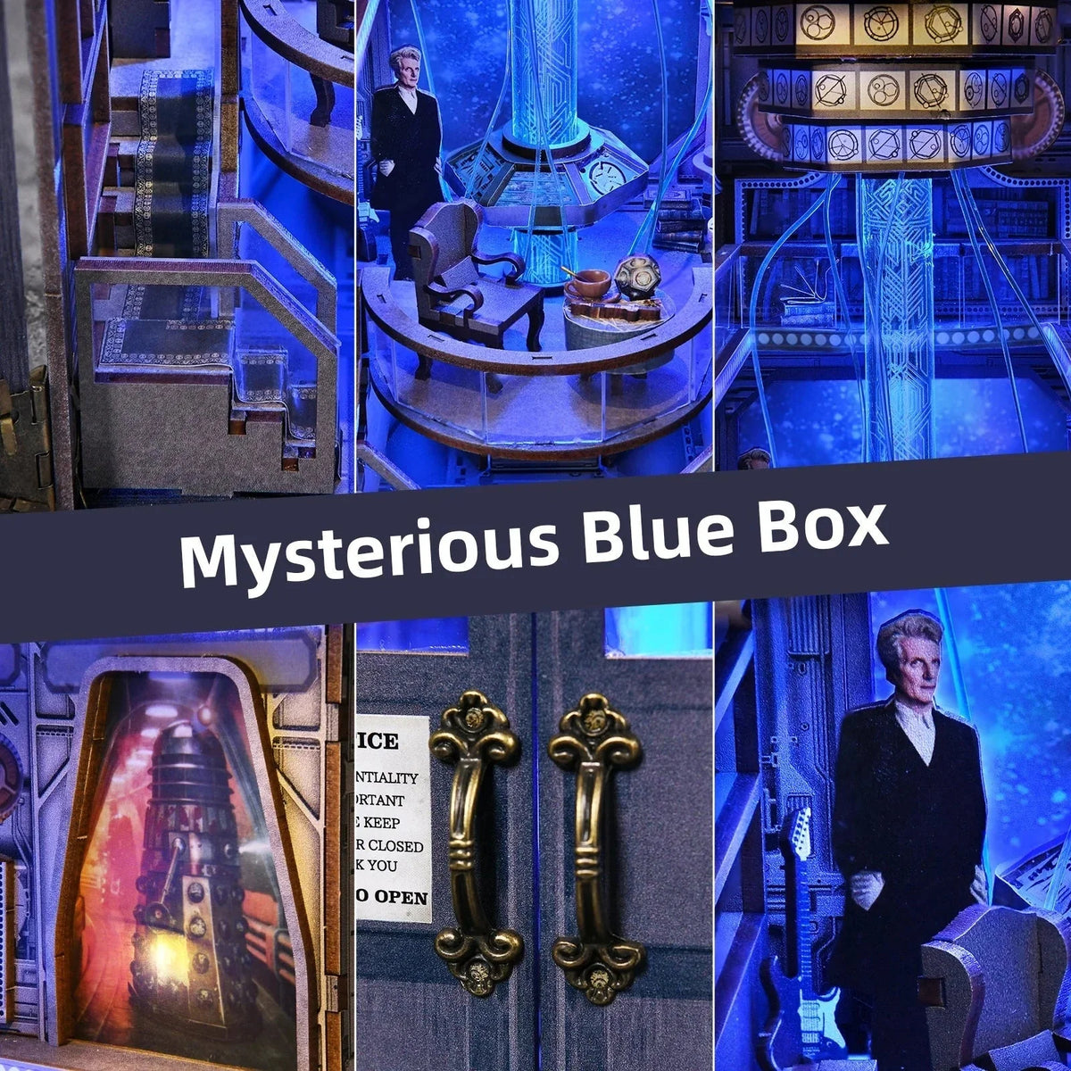 Mysterious Blue Box Book Nook - doors and console
