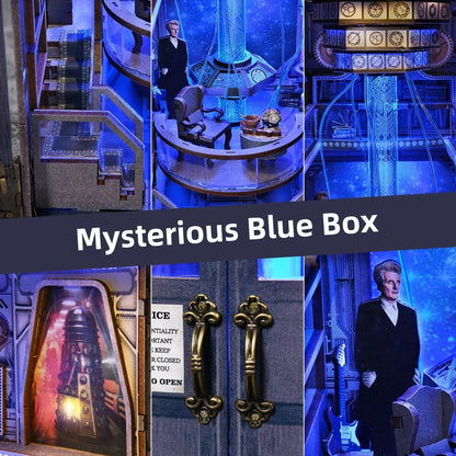 Mysterious Blue Box Book Nook - doors and console