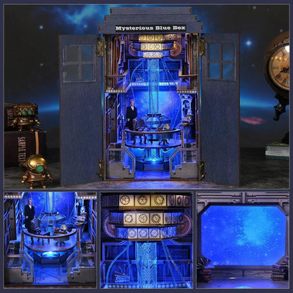 Mysterious Blue Box Book Nook - control room