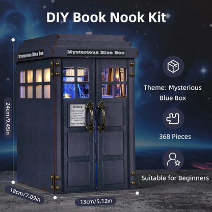 Mysterious Blue Box Book Nook - dimensions