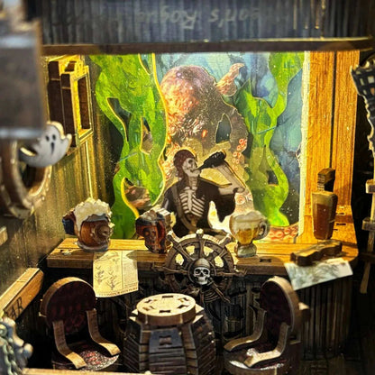 New World Ghost Ship Book Nook - tavern and octopus