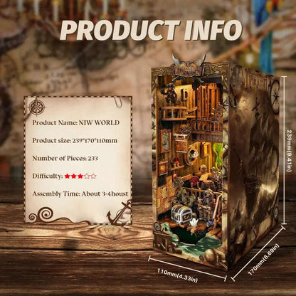 New World Ghost Ship Book Nook - dimensions