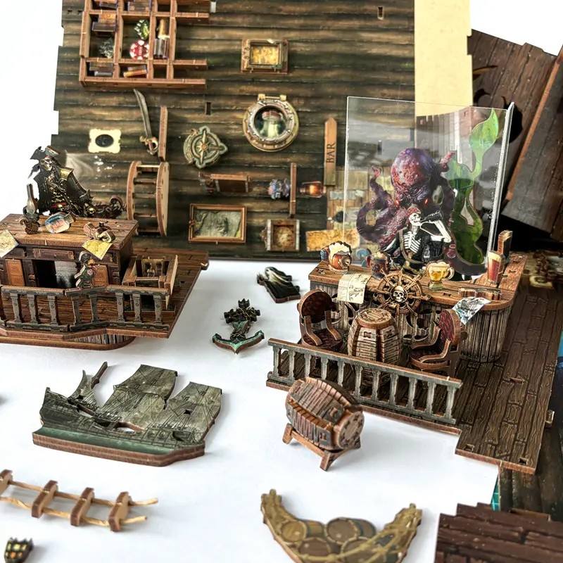 New World Ghost Ship Book Nook - kit contents