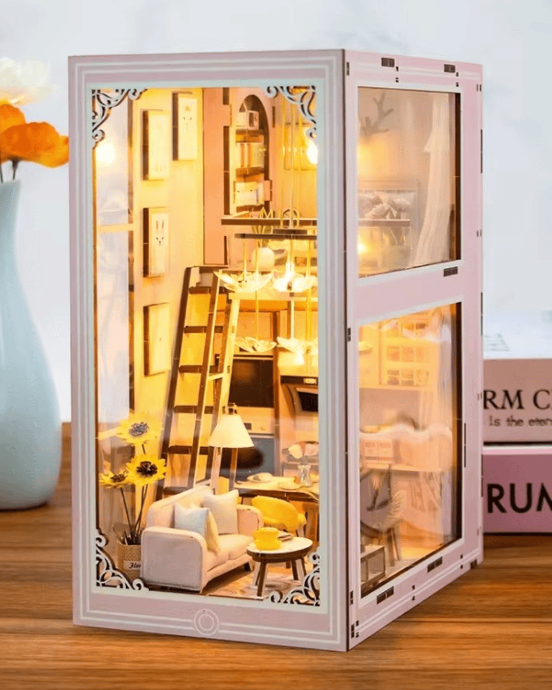 Pink Loft Book Nook - Cozy Apartment | 179 pcs