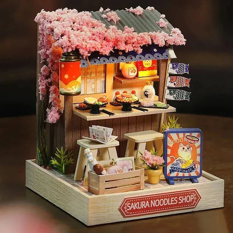 Sakura Noodles Shop Book Nook - counter and banners