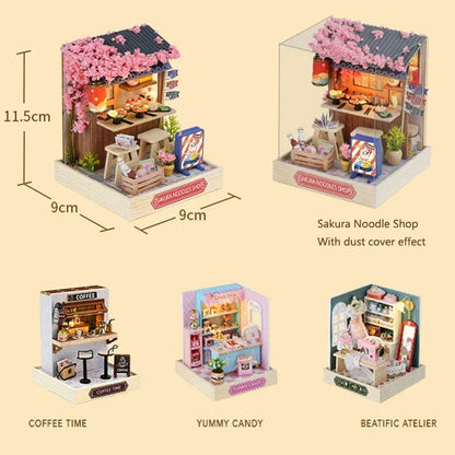 Sakura Noodles Shop Book Nook - dimensions and display box