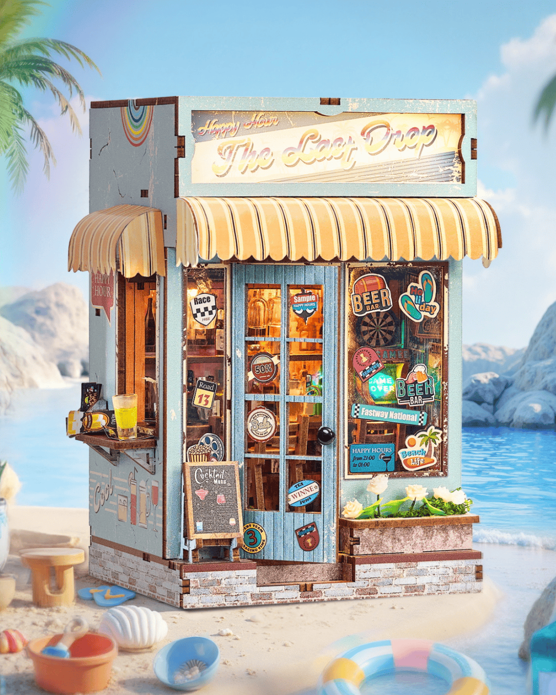 The Last Drop Miniature House - 80s Beach Bar | 166 pcs
