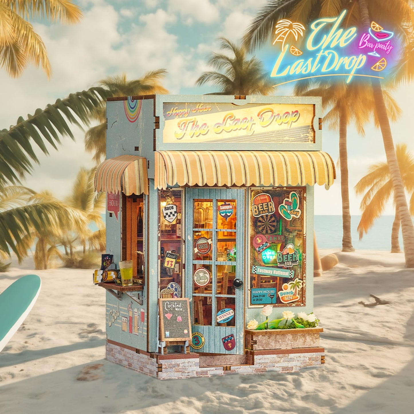 The Last Drop Miniature House - 80s Beach Bar | 166 pcs