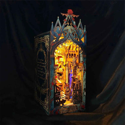 Twilight Castle Book Nook - lit at night